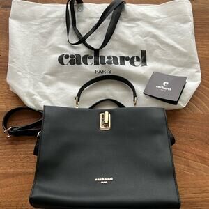 NWT Cacharel Black Vegan Leather w Snake Print Inside Crossbody/Shoulder bag